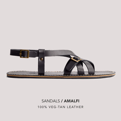 Nero | Strappy leather sandals with two buckle accents