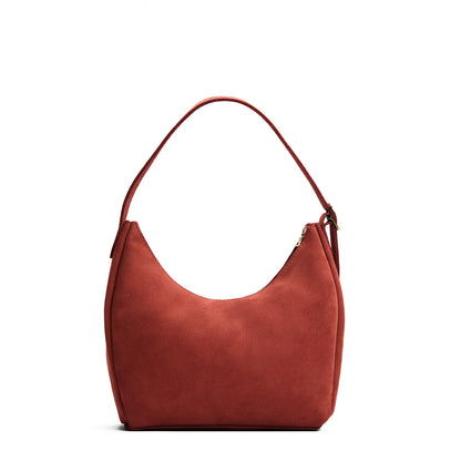 Cinnabar*Medium | U-shaped, flat-bottomed leather shoulder bag with adjustable strap