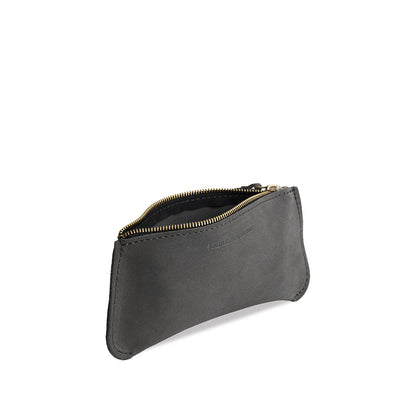 Smoke Grey*Large | Small pouch with a top zipper and unique curved bottom