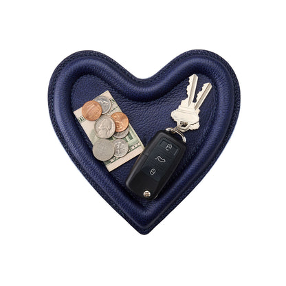 Cobalt | Heart shaped leather tray with stuffed edges