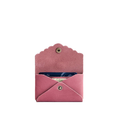 Foxglove | Leather card wallet with scalloped edge open