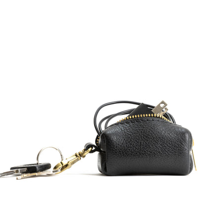 Pebbled--black | Leather small keychain pouch