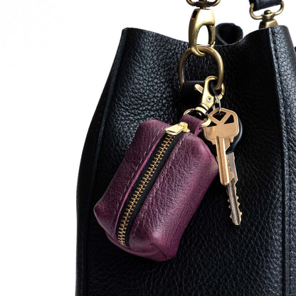 All Color: Plum | Leather small keychain pouch