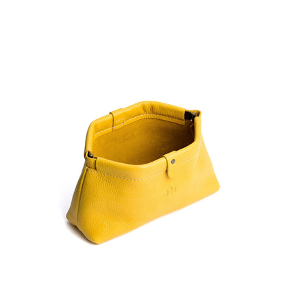 Naples | Leather pouch with frame top closure and leather pull tab