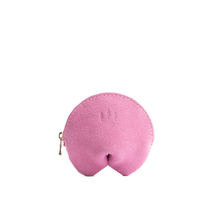 Pink Suede | Leather fortune cookie shaped pouch