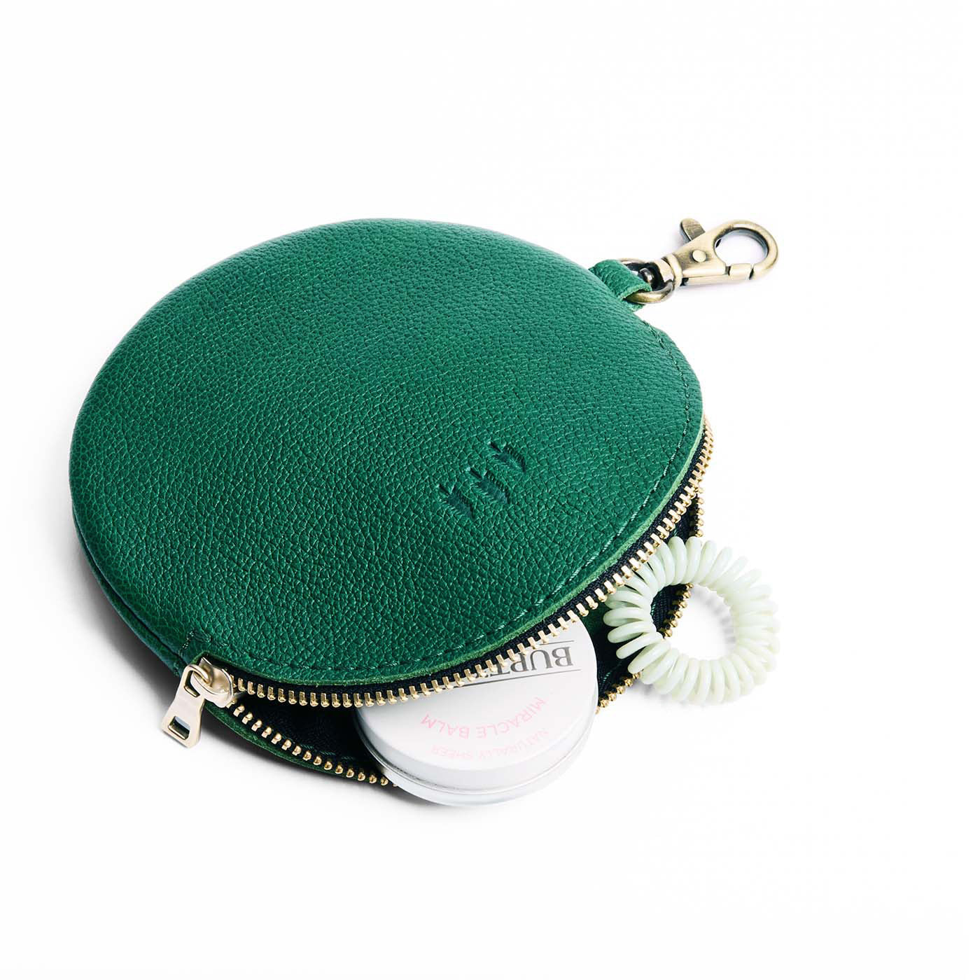 Bacalar | Leather flat round keychain pouch