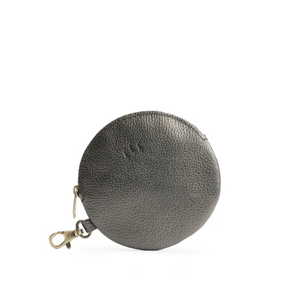 Stardust | Leather flat round keychain pouch