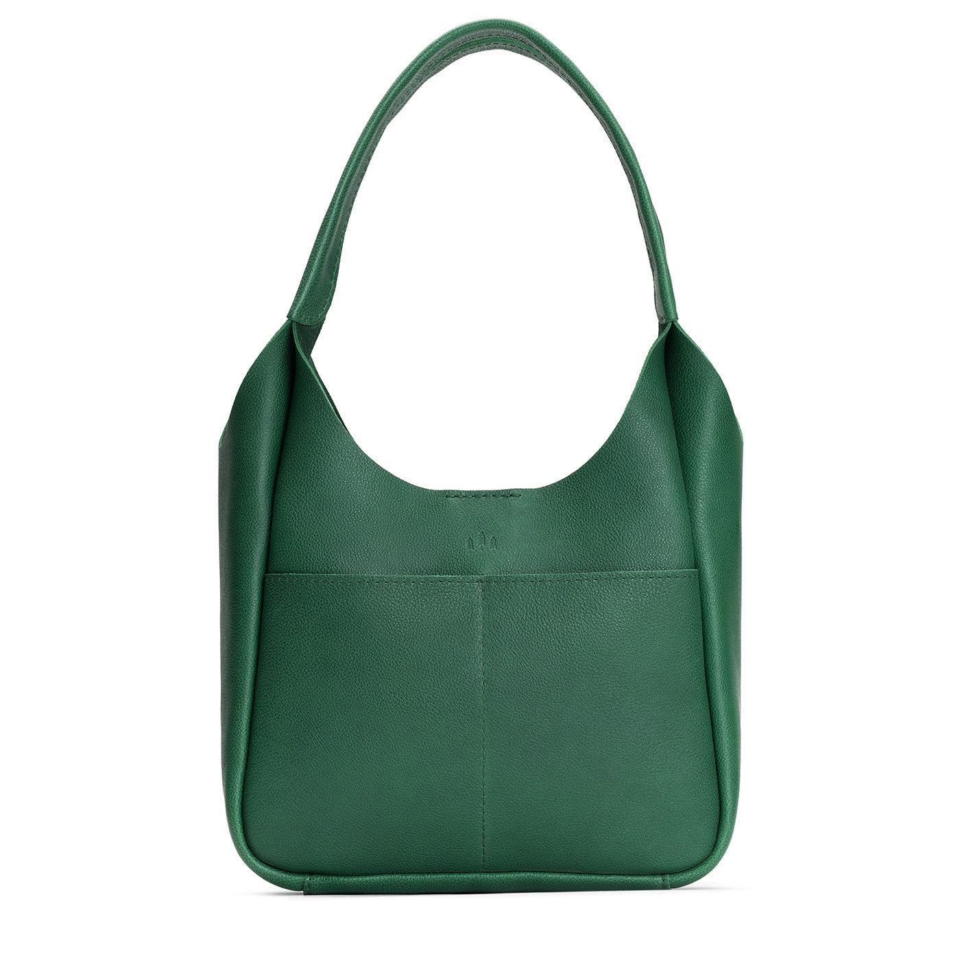 Bacalar*Large | U-shaped, flat-bottomed leather shoulder bag with two outside pockets