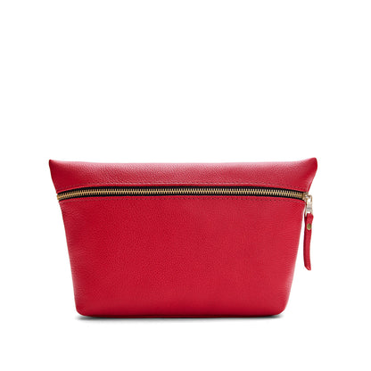 Cherry*Extra Large | Large leather makeup bag with zipper