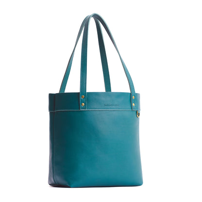 Soul Blue*Medium*Classic | Leather tote bag with riveted straps and exterior key loop