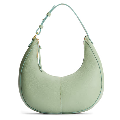 Pistachio*Large | Large crescent shaped shoulder bag with zipper closure and adjustable strap