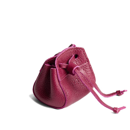 Orchid | Small leather pouch with leather drawstring closure and lobster claw clasp