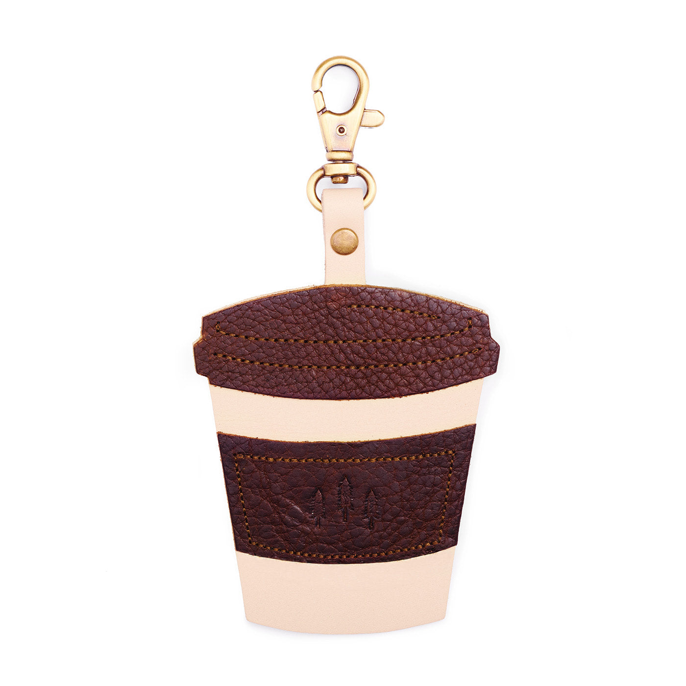 PLG Coffee | Keychain shaped like a to-go coffee cup with a swivel lobster clasp on a white background