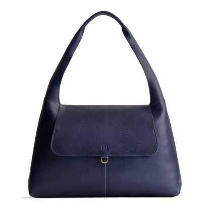 Cobalt*Large | Slouchy triangle shaped shoulder bag with a flap