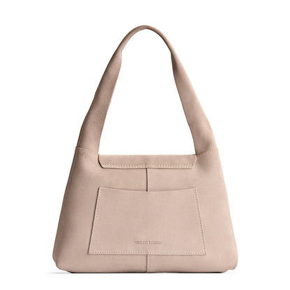 Taupe*Medium | Slouchy triangle shaped shoulder bag with a flap