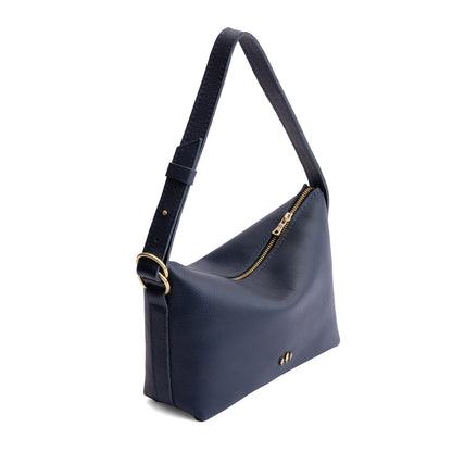 Night Owl*Small | Petite slouchy leather shoulder bag with zipper opening and three metal tree emblems