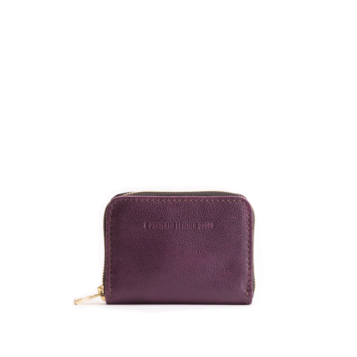 Plum | Small leather wallet with zipper and PLG logo
