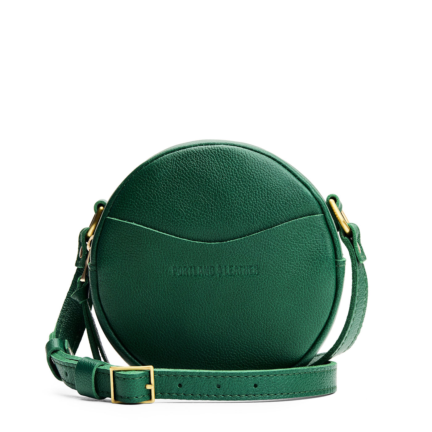 Bacalar | Circle shaped crossbody bag with top zipper and gold accents