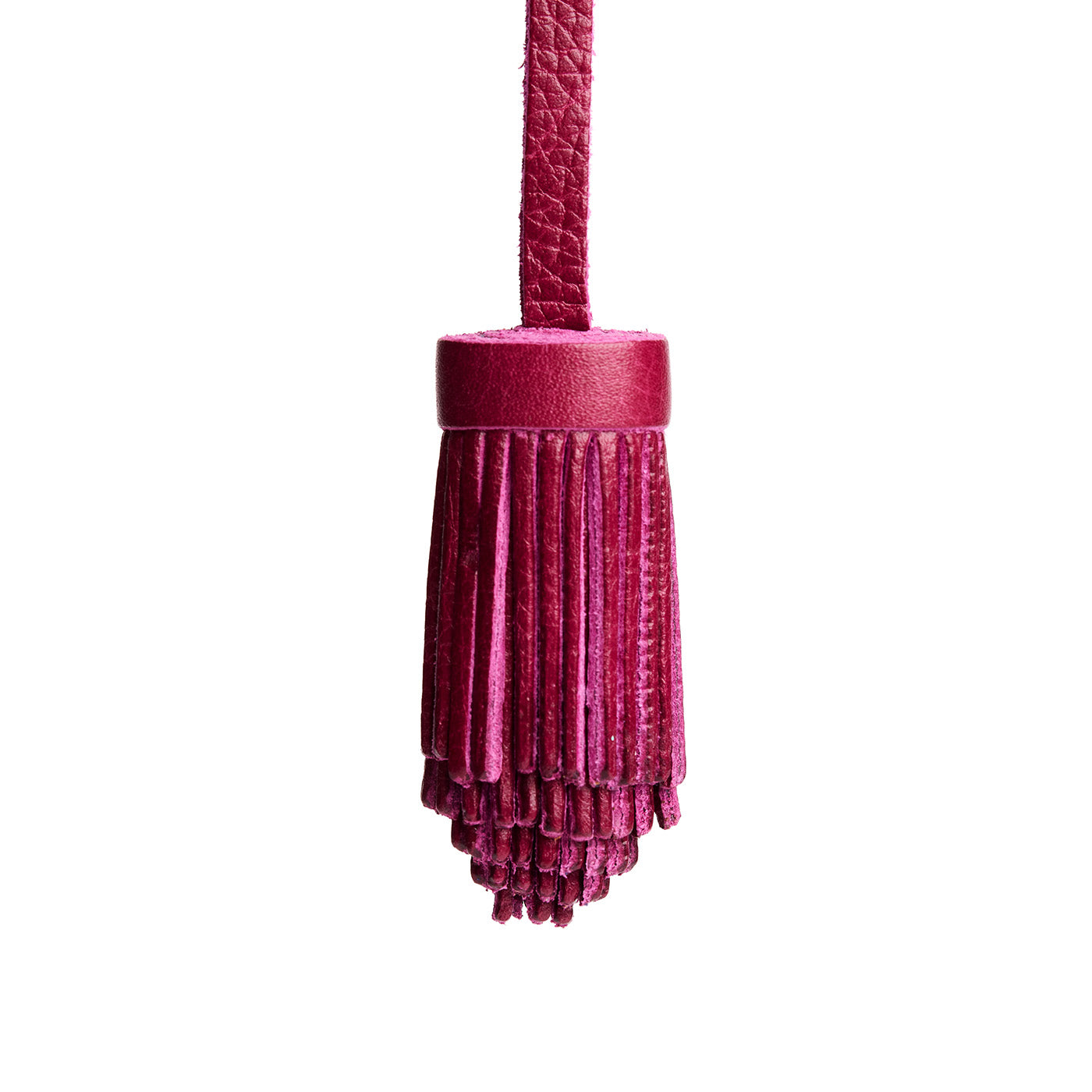 All Color: Orchid | Pom-pom style with tiered leather fringe