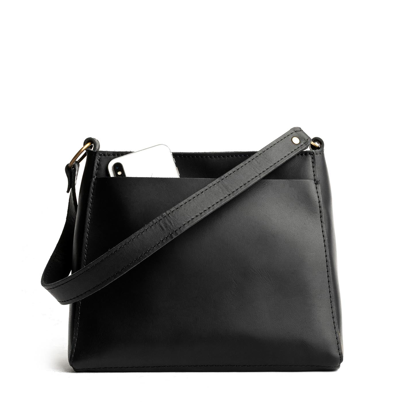 Black*Small | Triangular shoulder bag with antiqued brass finished hardware