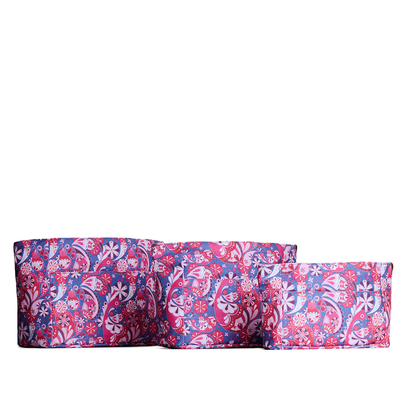Floralis*Zipper | Three size comparison of printed canvas purse organizers